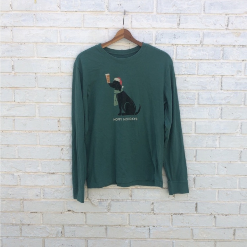 Life is Good Green Holiday Dog Shirt